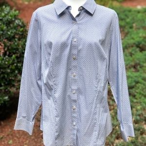 Talbots Blue and White Button-down Blouse NWT Size 16W